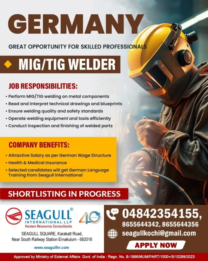 MIG TIG Welder job opportunity in Germany with Seagull International