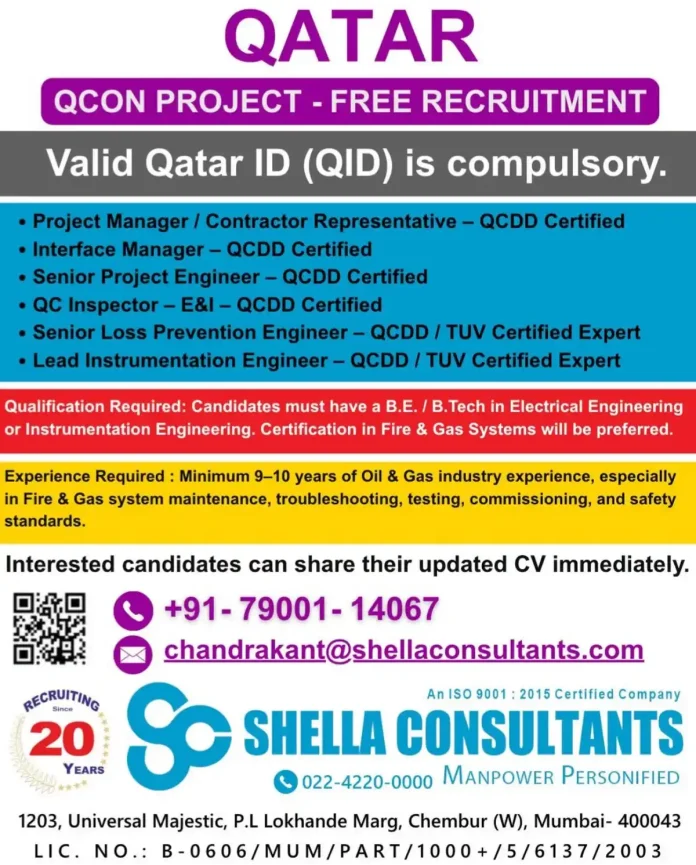 QCON Project recruitment banner with Qatar skyline