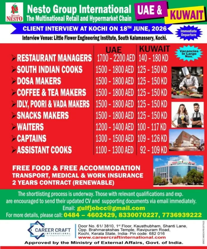 Nesto Group hiring interview - Restaurant jobs UAE Kuwait