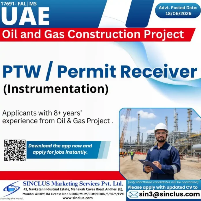 PTW Permit Receiver Instrumentation job UAE