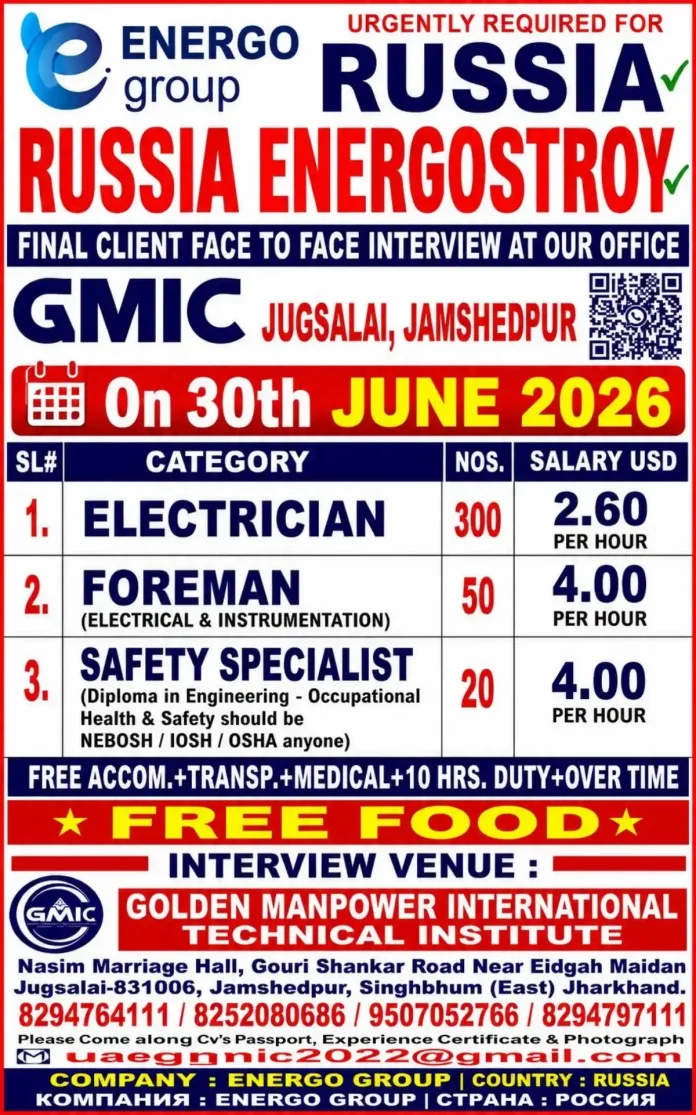 Job interview for Russia positions at GMIC Jamshedpur – Energo Group