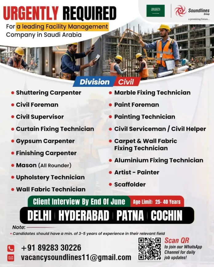 Facility management jobs in Saudi Arabia - Soundlines Group hiring