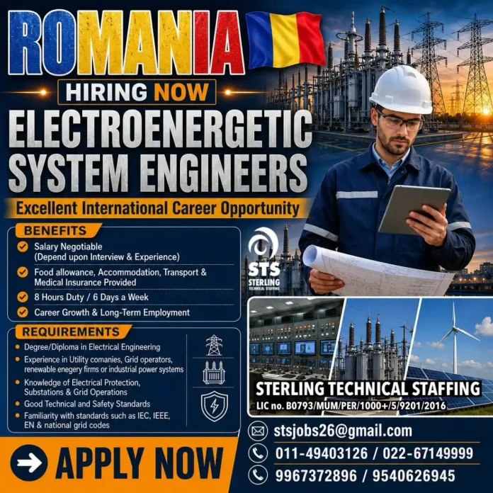 Hiring Electroenergetic System Engineers in Romania - Sterling Technical Staffing