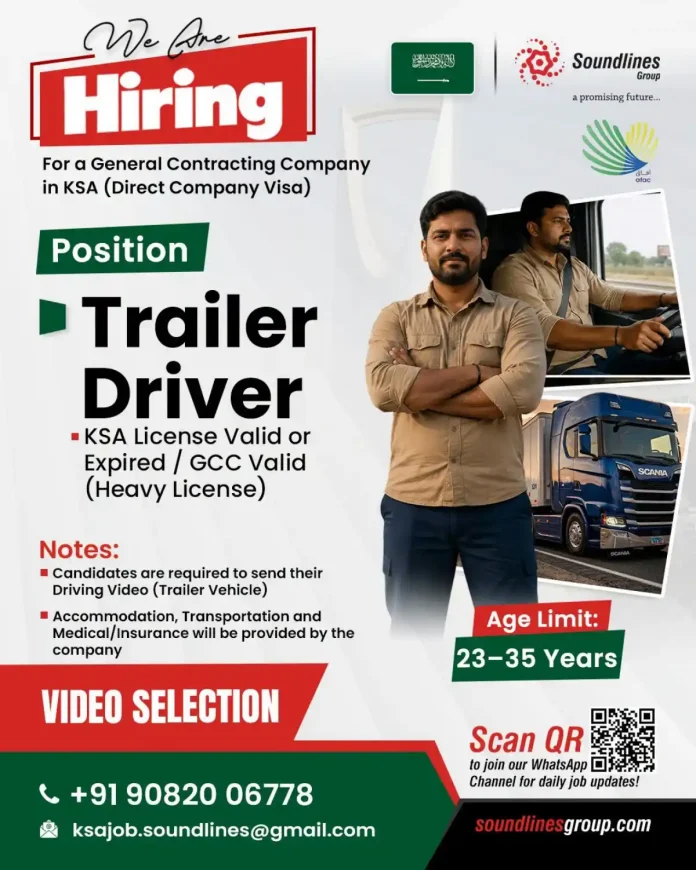 Trailer Driver job vacancy in KSA