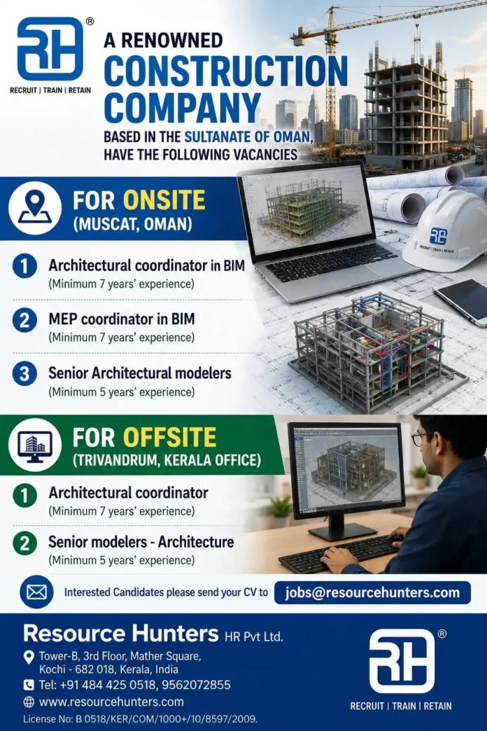 Resource Hunters recruitment for BIM jobs in Oman and India