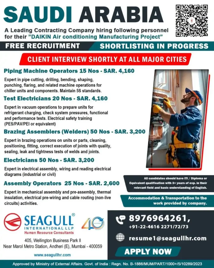 Daikin Air Conditioning Manufacturing Project jobs Saudi Arabia