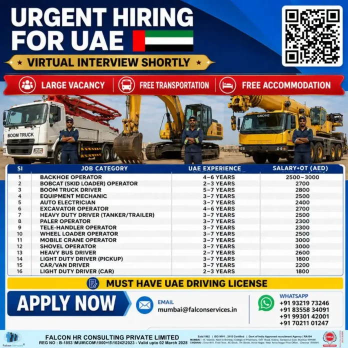 UAE heavy equipment operator job recruitment