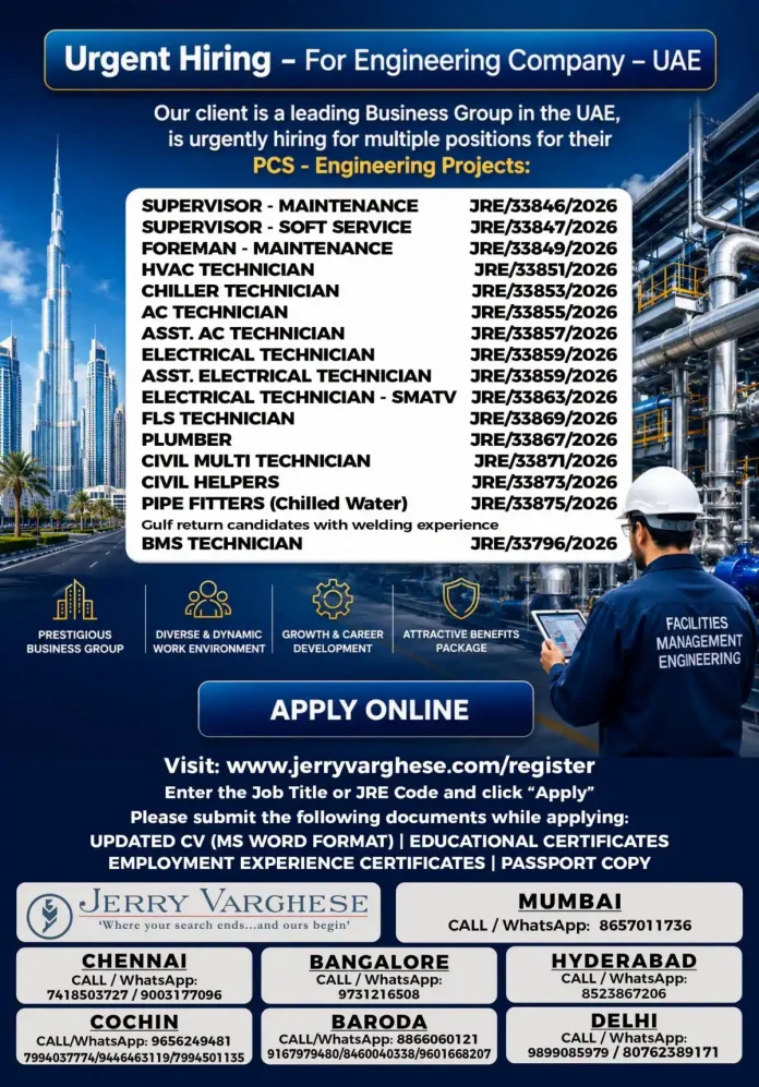 Engineering team working on maintenance project in UAE