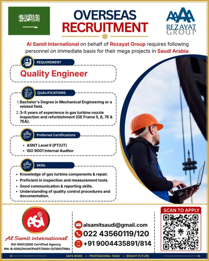 Quality Engineer at Rezayat Group Saudi Arabia