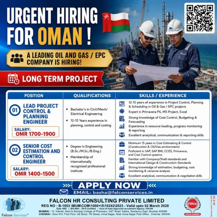 Oil and gas recruitment Oman Falcon Services