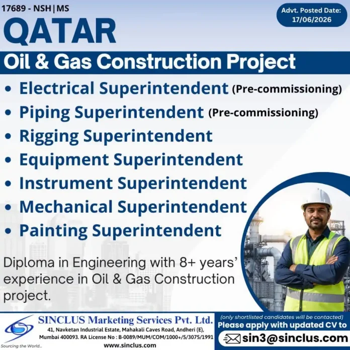 Oil and Gas Construction Superintendent Jobs in Qatar