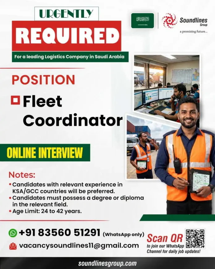 Fleet Coordinator job vacancy at Soundlines Group Saudi Arabia