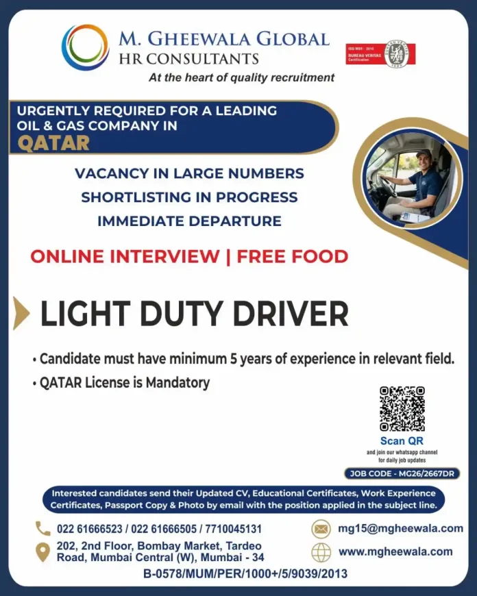 Job posting for Light Duty Driver in Qatar