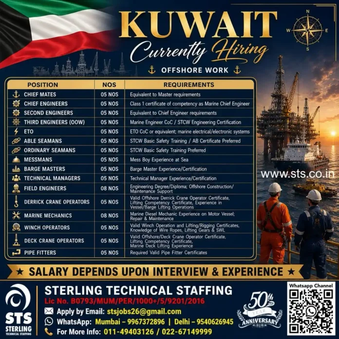 Offshore marine jobs Kuwait - Sterling Technical Staffing