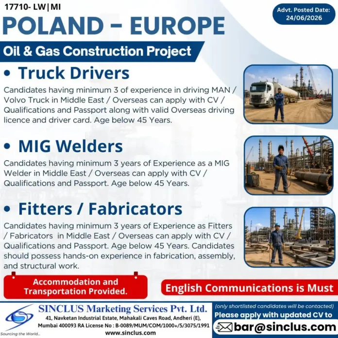Oil and Gas construction project in Poland jobs