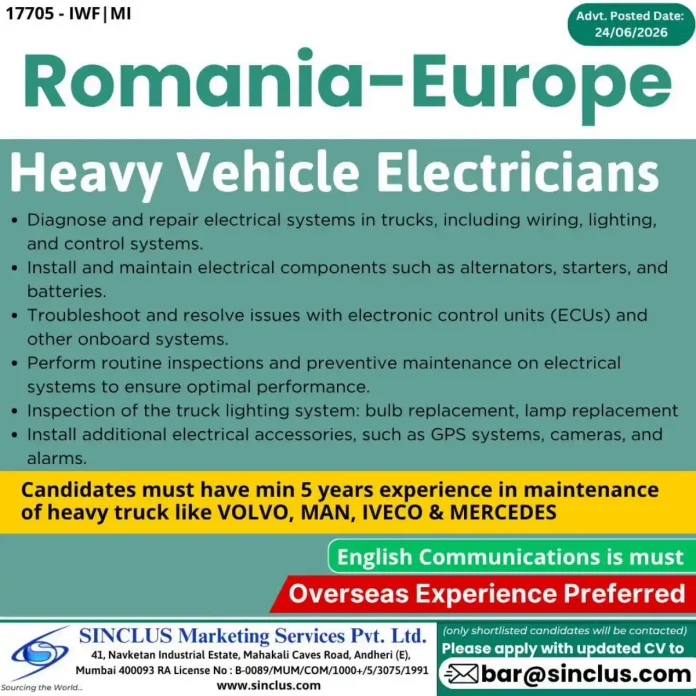 Heavy Vehicle Electrician working on truck electrical system