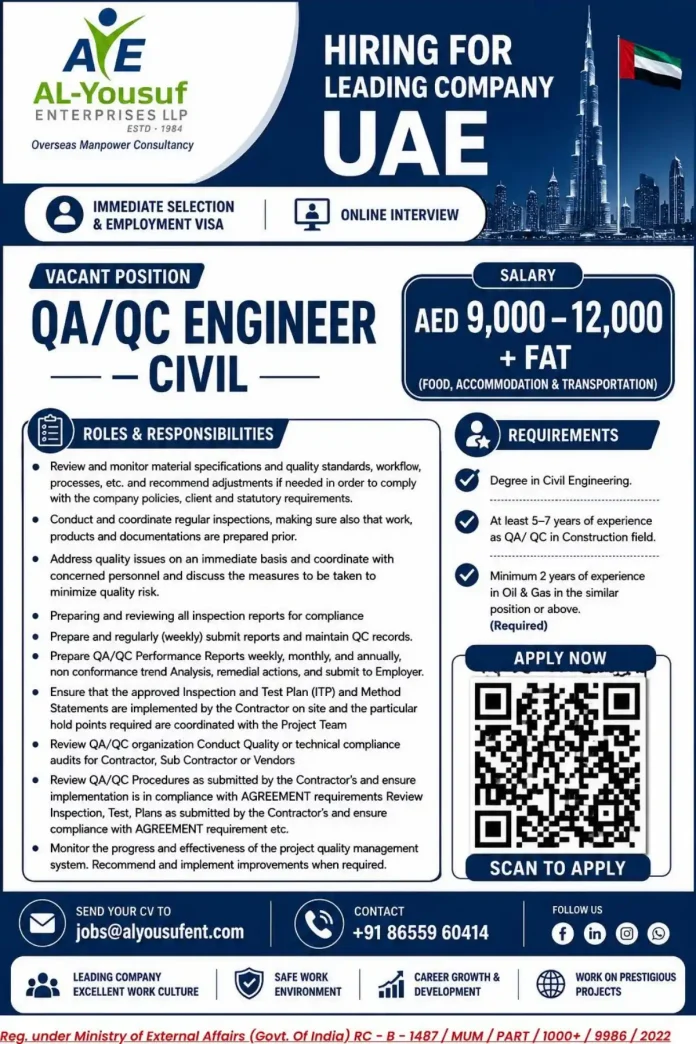 QA/QC Engineer job posting UAE