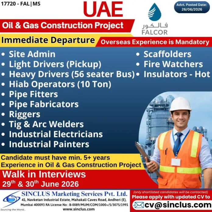 FALCOR Oil & Gas Construction Project Recruitment UAE