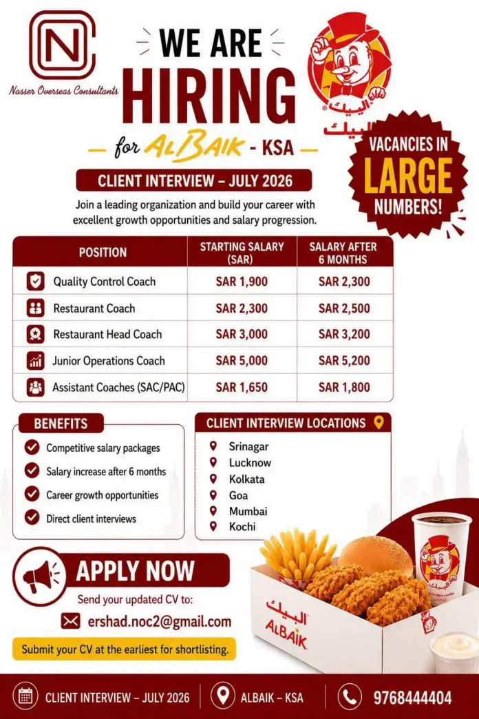 Nasser Overseas Consultants Albaik KSA hiring banner
