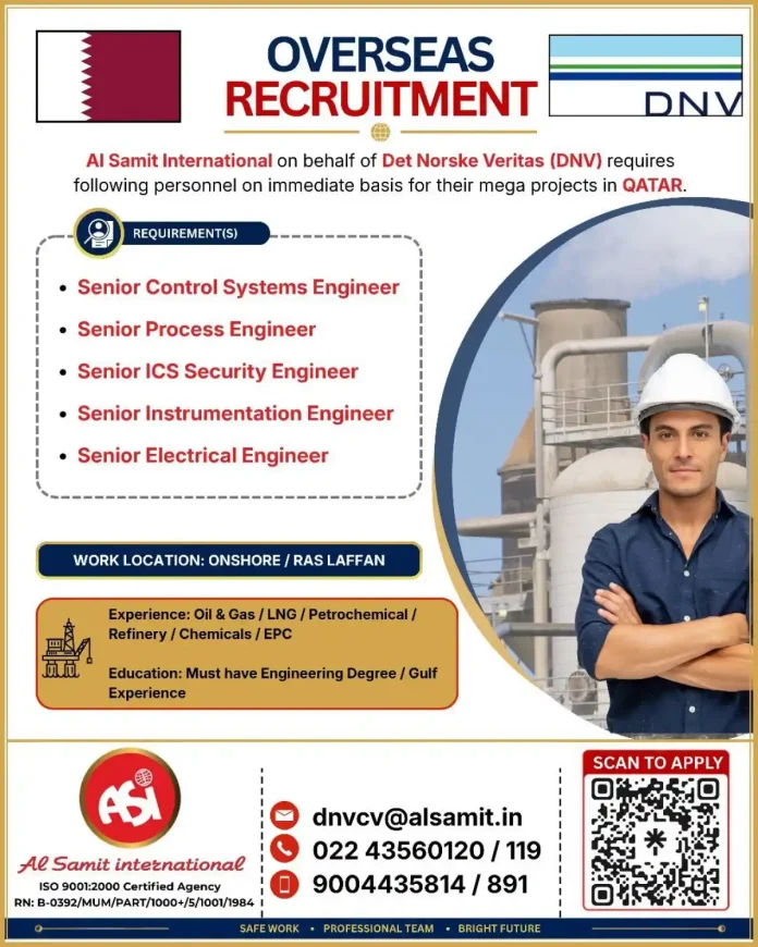 DNV Qatar Recruitment 2025 - Senior Engineers for Ras Laffan Projects