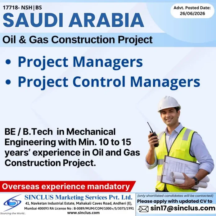 Oil and Gas Construction Project Jobs in Saudi Arabia