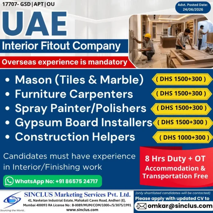 Interior fitout construction workers in UAE