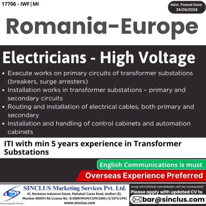 High Voltage Electrician working on transformer substation primary circuits