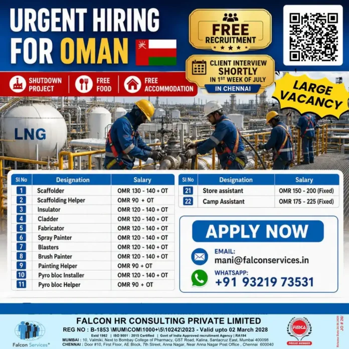 Oman LNG shutdown project job hiring