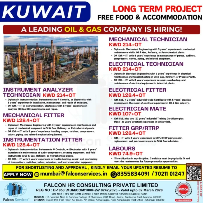 Oil and gas technician working on equipment in Kuwait