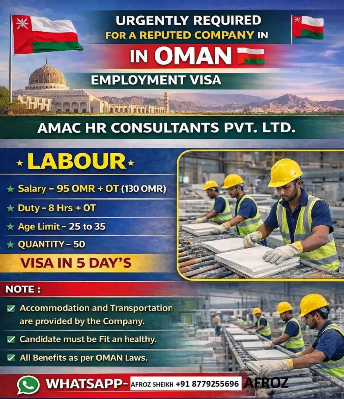 Labourers working at construction site in Oman
