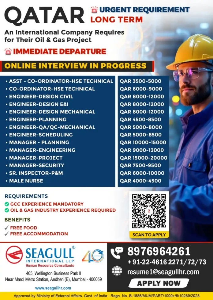 Qatar oil and gas job vacancies