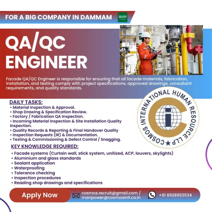 Facade QA QC Engineer Dammam job opening