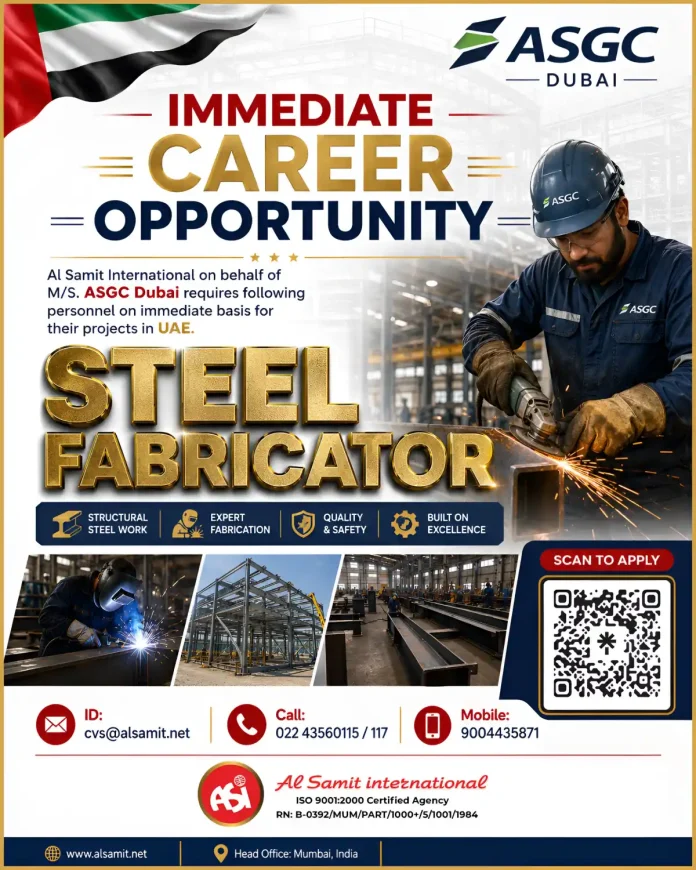ASGC Dubai Steel Fabricator job opportunity