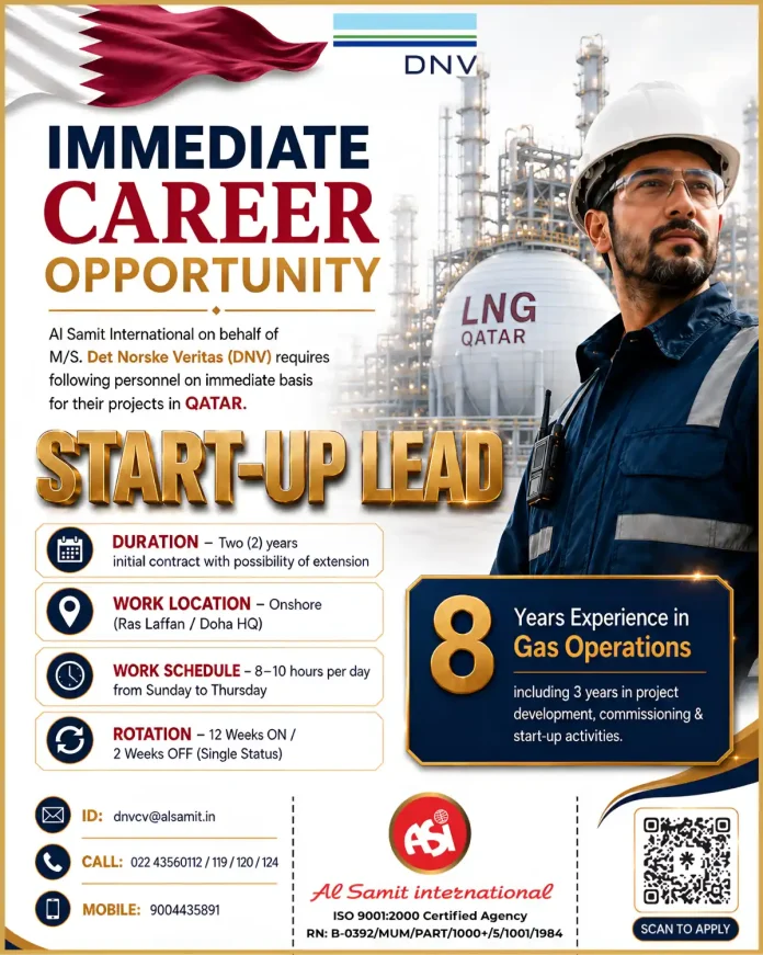 DNV LNG Start-Up Lead Job Qatar