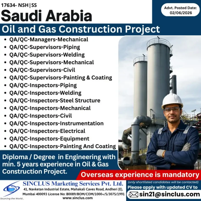 QA/QC job openings Saudi Arabia