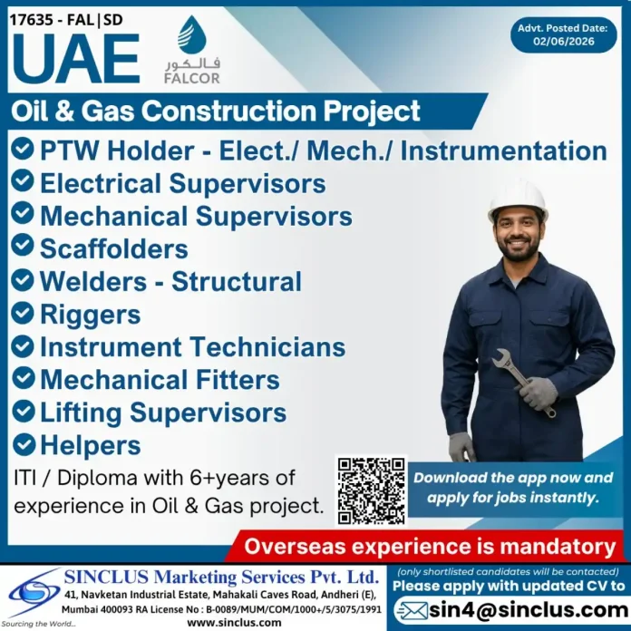 FALCOR Oil & Gas Construction Project recruitment in UAE
