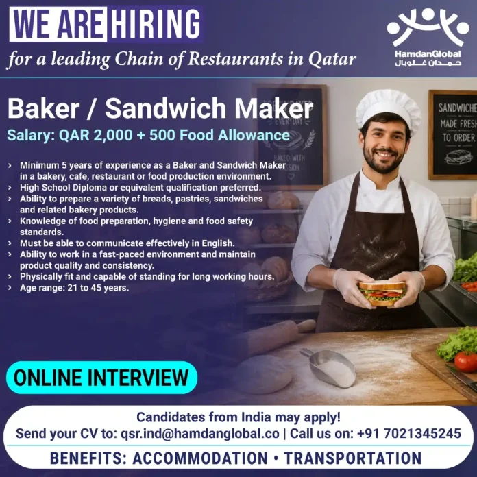 Baker making fresh sandwiches in a professional kitchen