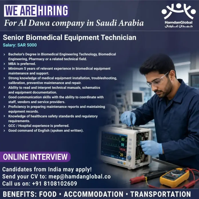 Senior Biomedical Equipment Technician job opening