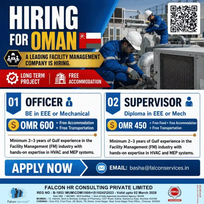 Facility management jobs Oman officer supervisor