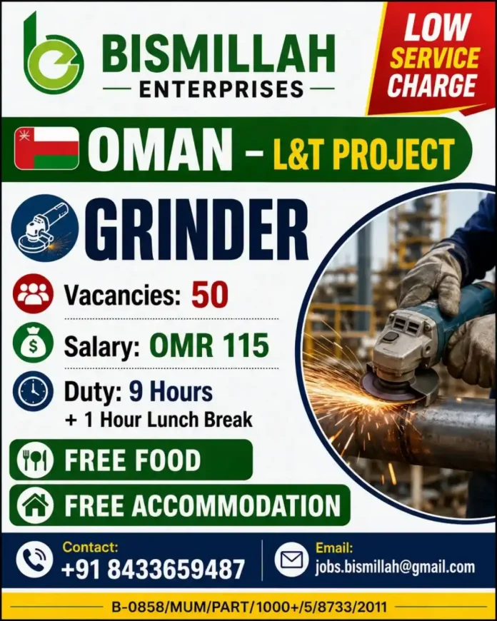 Grinder job vacancy Oman L&T project