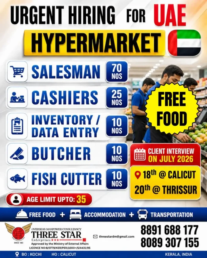 UAE hypermarket job recruitment 2026