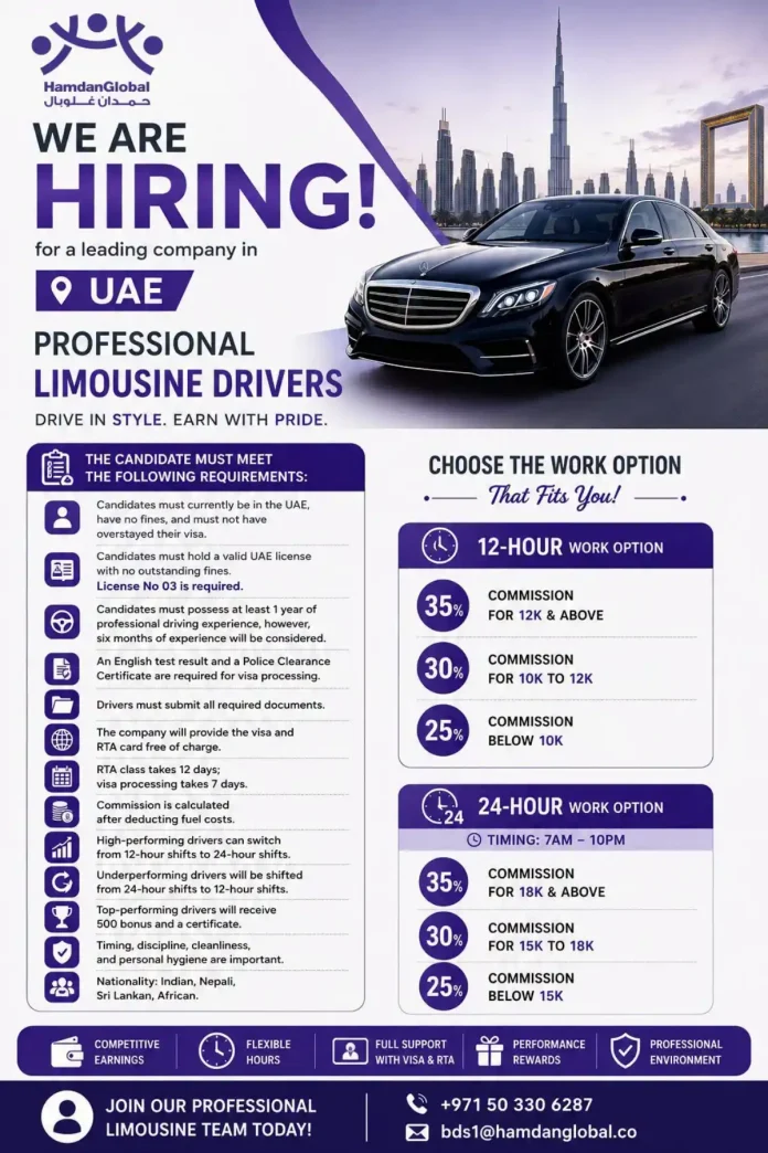Professional limousine driver UAE hiring