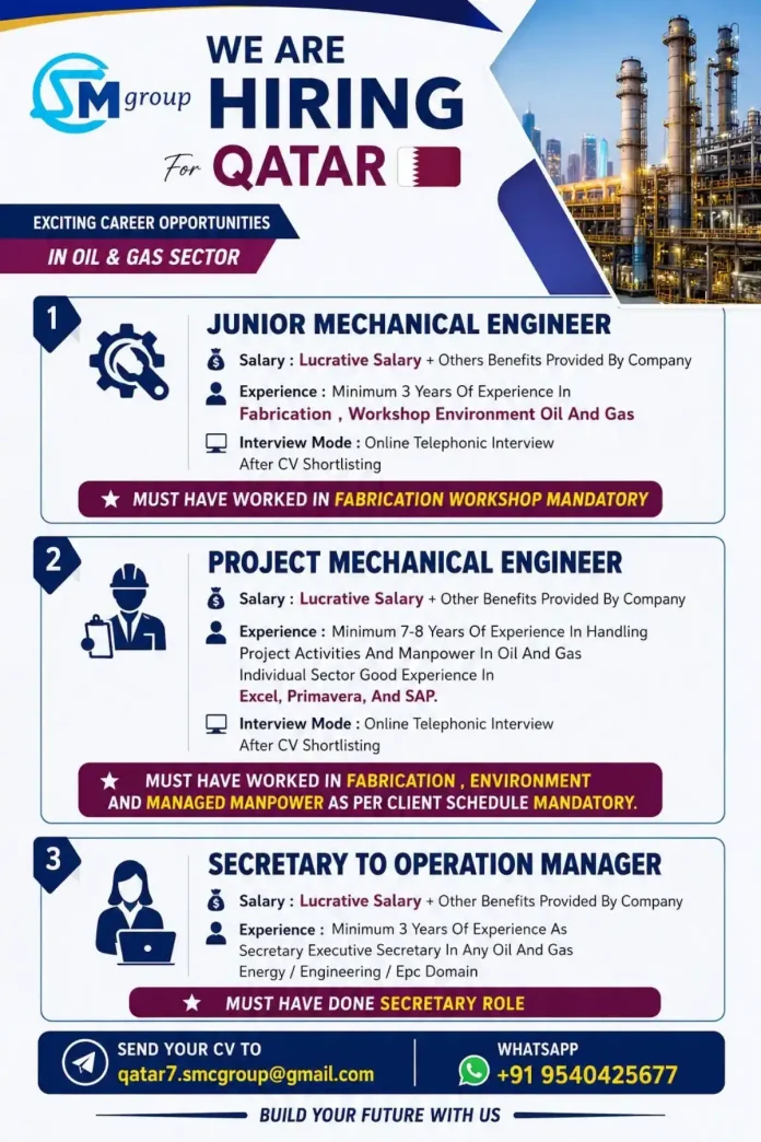 Mgroup hiring Qatar oil and gas jobs