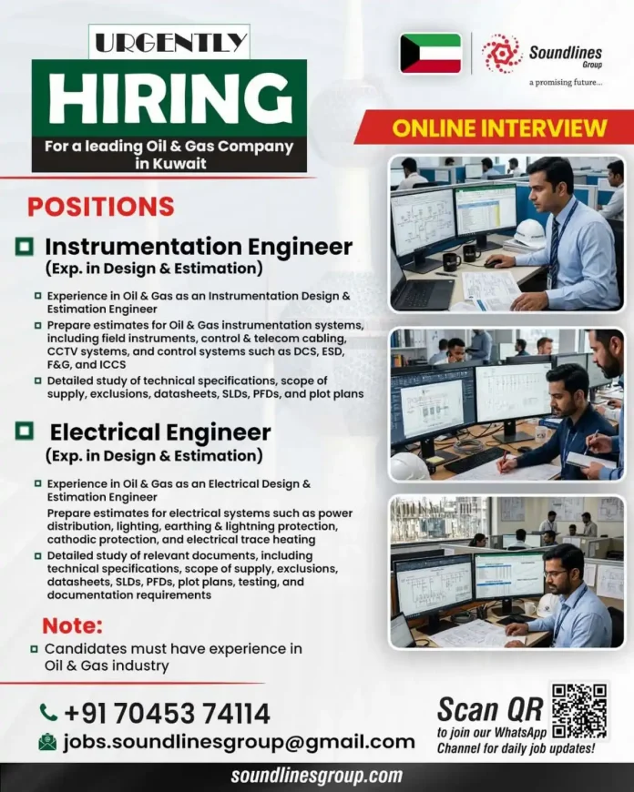 Urgent hiring for Instrumentation and Electrical Engineers Kuwait