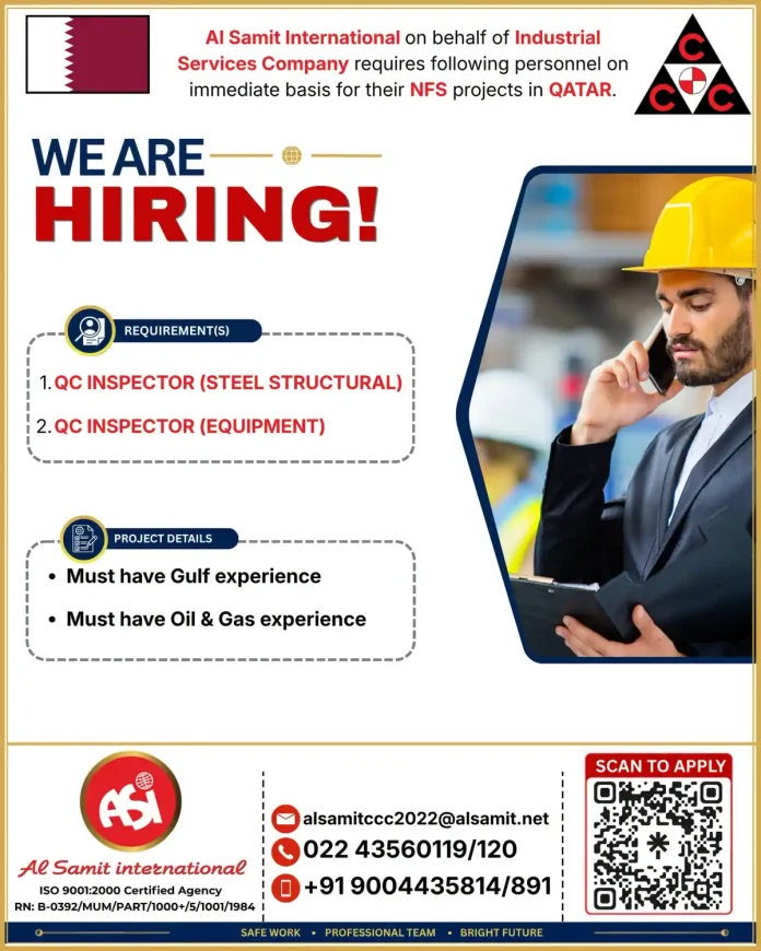 QC Inspector job opening Qatar Oil and Gas