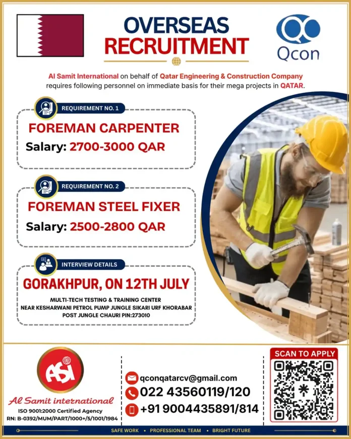 Qatar Engineering & Construction Company job recruitment advertisement
