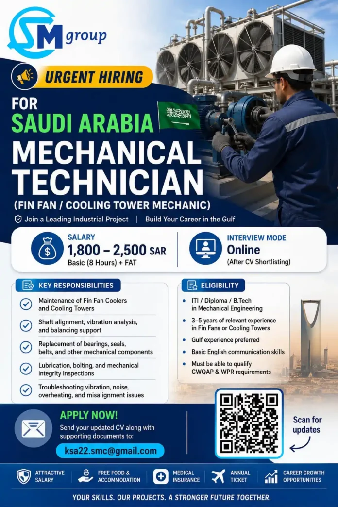 Mechanical Technician job in Saudi Arabia