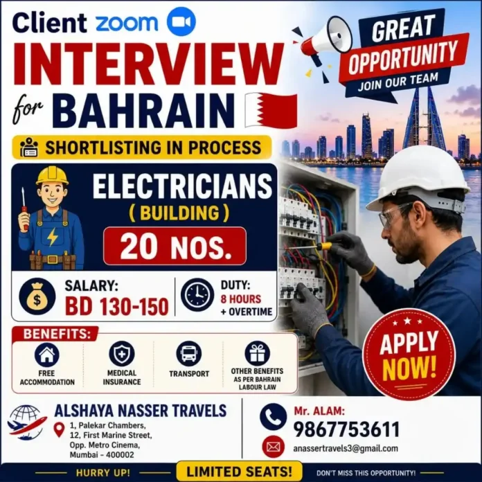 Electrician jobs Bahrain Alshaya Nasser Travels