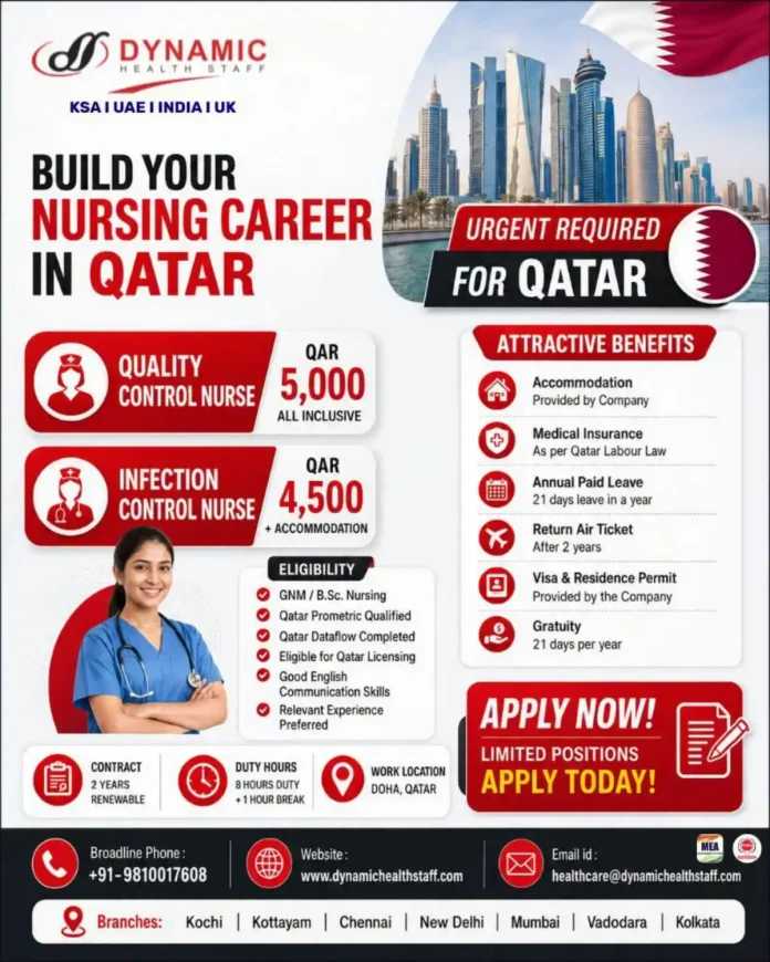Nurse holding a stethoscope in a Qatar hospital