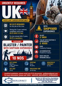 Blaster painter in shipyard wearing protective gear